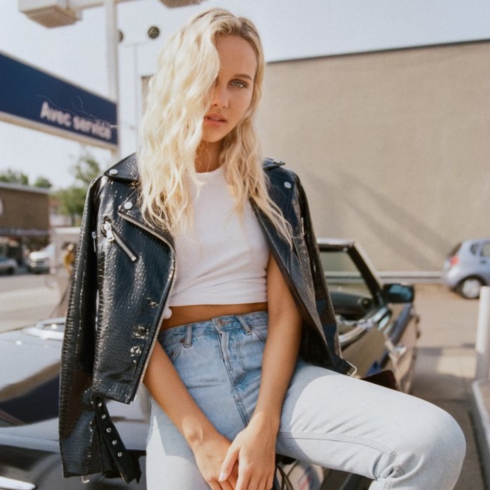 Croco faux leather jacket